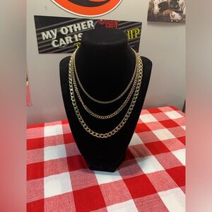 Goldtone Three Chain Layered Necklace